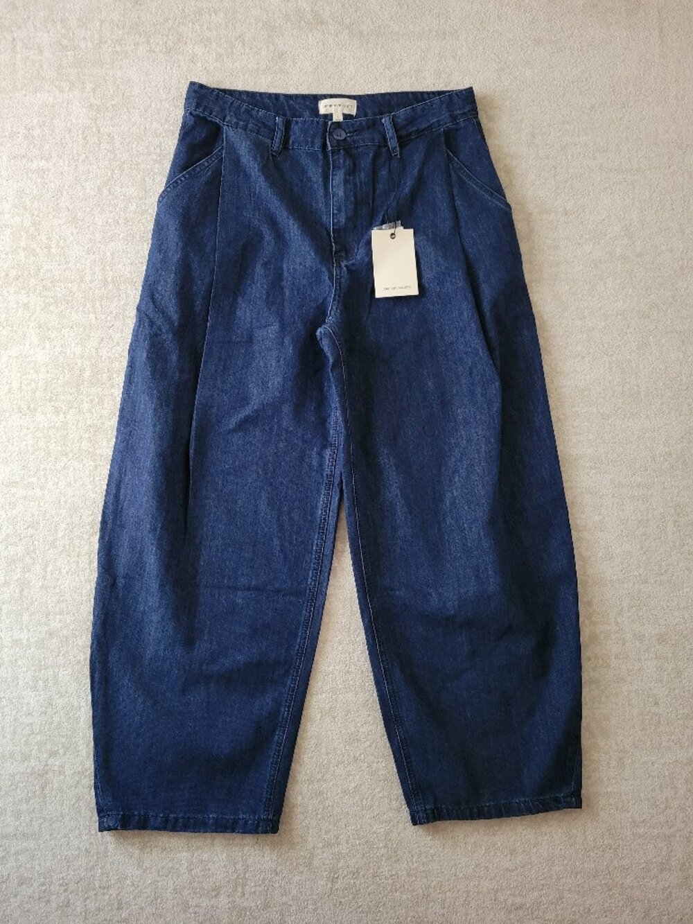 Current Elliott Pleated Barrel Wide Leg Jean Trouser 8 Womens Indigo Ankle NWT